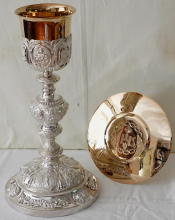 French antique solid silver Baroque Chapel Set